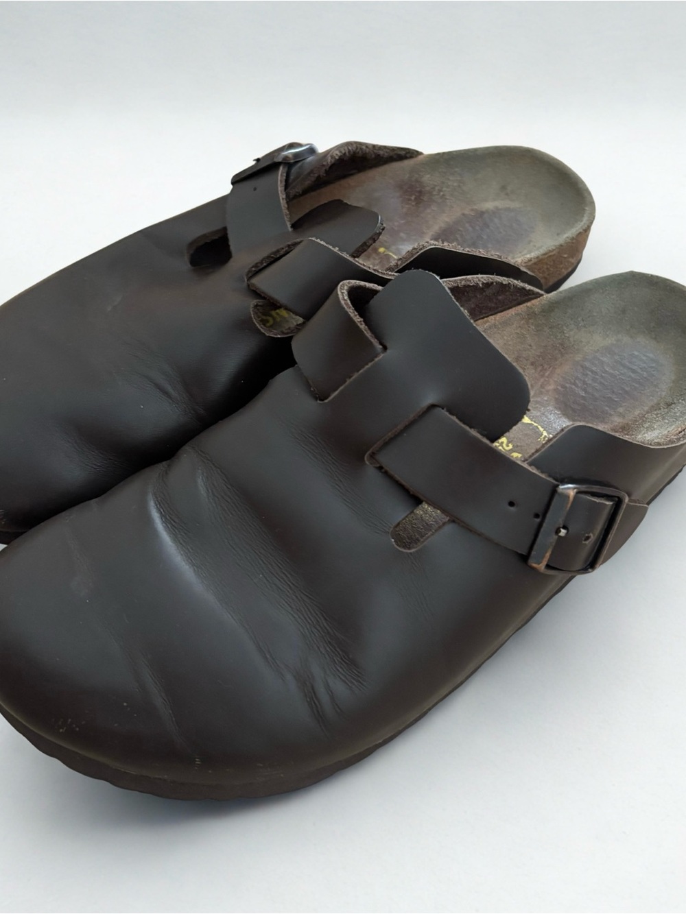 Birkenstock Boston Clogs Dark Brown Natural Smooth Leather Size 39 / US Women 8